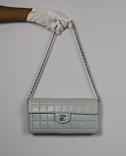 East West Chocolate Bar Flap Bag, front view